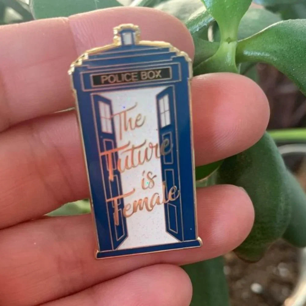 Brand new DR WHO inspired tardis enamel pin-future is female